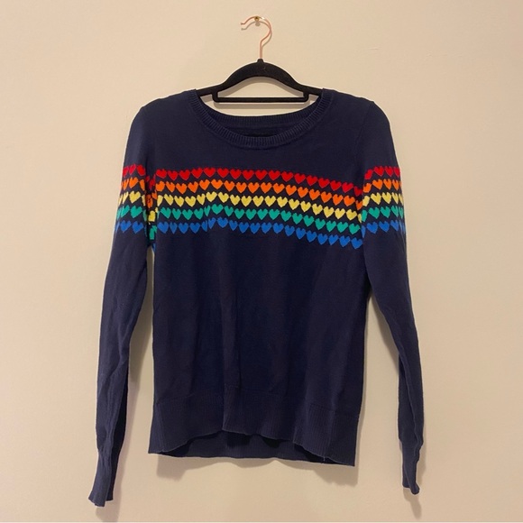 Chaser Small Rainbow Hearts Navy Blue Long Sleeve Pullover - Picture 12 of 12